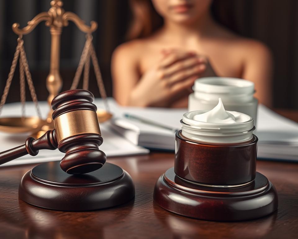 a gavel and a jar of cream on a table