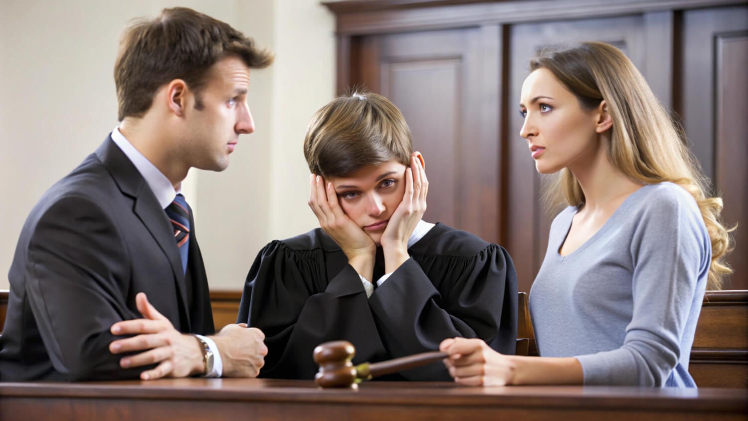 a man and woman in a courtroom