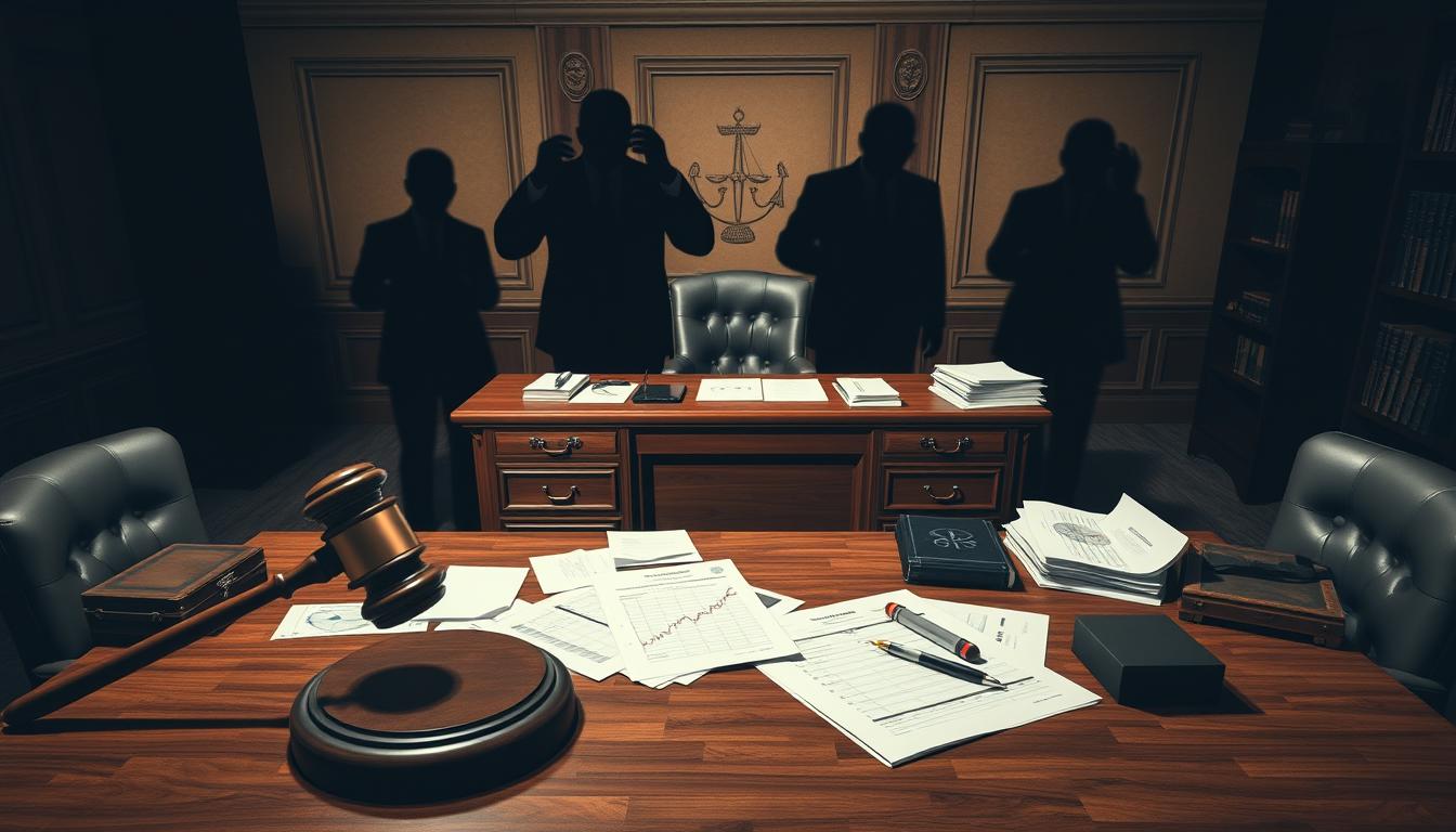 shadows of people in a courtroom